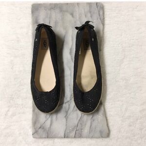 Ugg Slip Ons Tassy Size 4 Kids Black Eyelet Lace